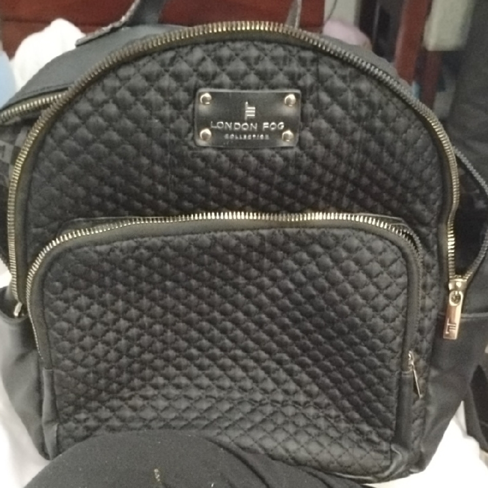 London Fog Quilted Black Backpack